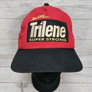 Vintage Berkley Trilene Super Strong Hat Embroidered Logo Fishing Snapback Red